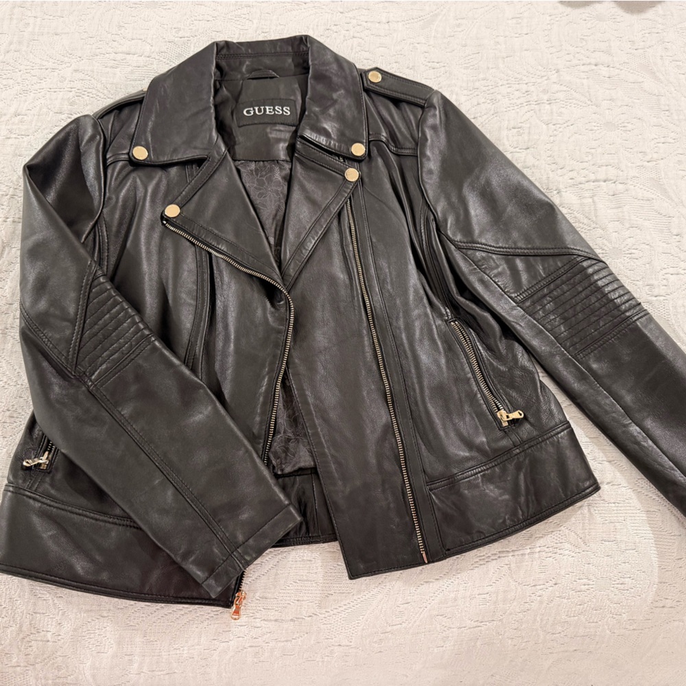 Guess Women's Sleek Black Leather Jacket - Picture 3 of 5